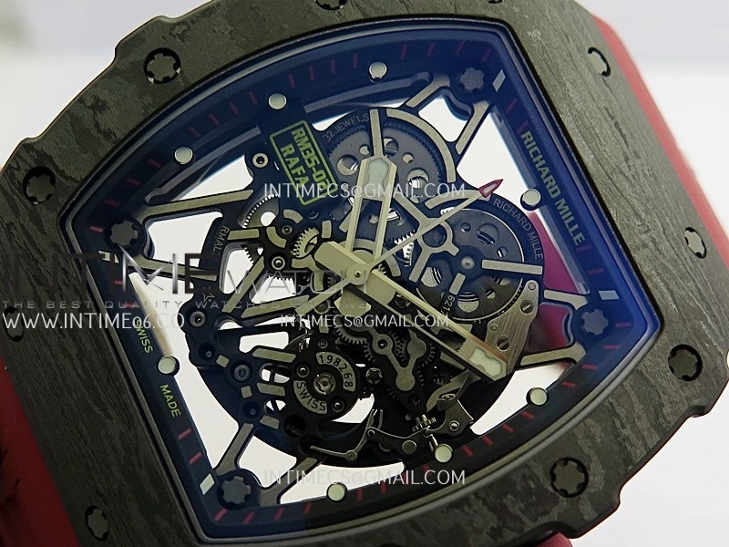 RM035-02 Black NTPT Umi Office 1:1 Best Edition Skeleton Dial On Red Rubber Strap RMAL1 Super Clone V2