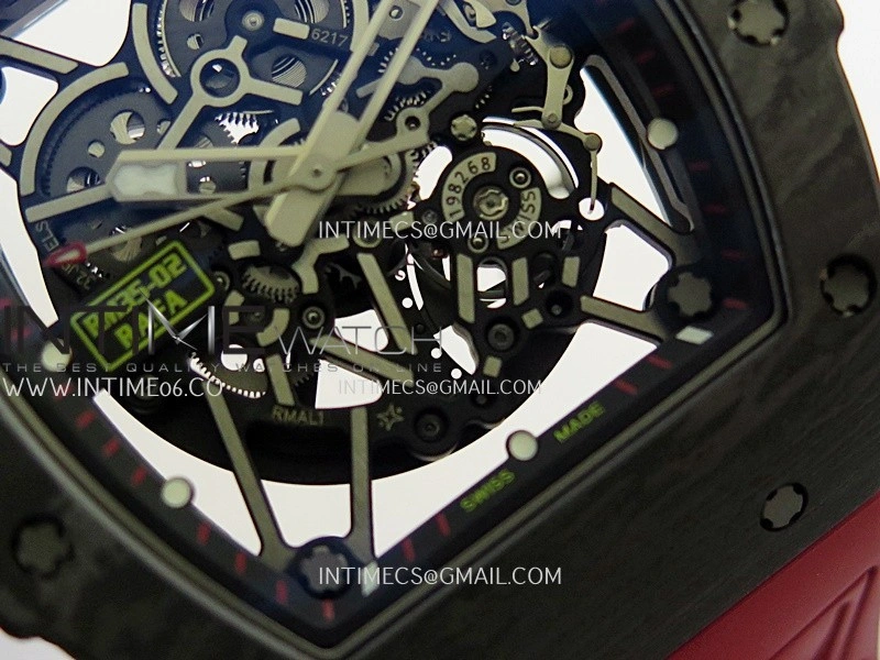 RM035-02 Black NTPT Umi Office 1:1 Best Edition Skeleton Dial On Red Rubber Strap RMAL1 Super Clone V2