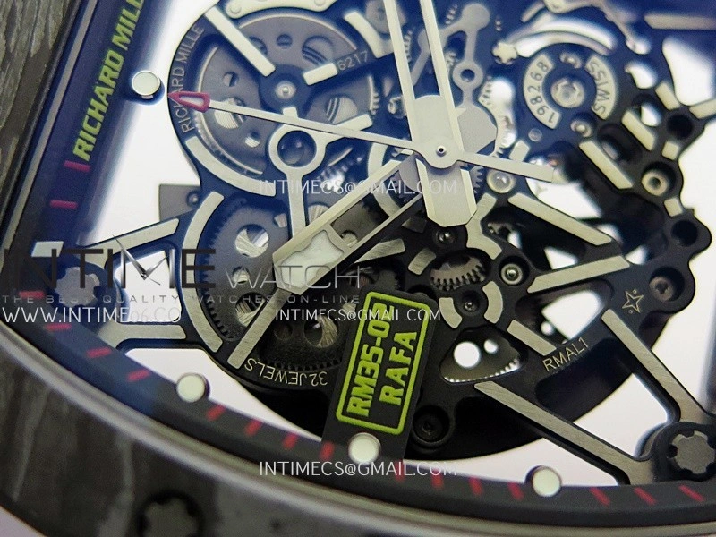 RM035-02 Black NTPT Umi Office 1:1 Best Edition Skeleton Dial On Red Rubber Strap RMAL1 Super Clone V2