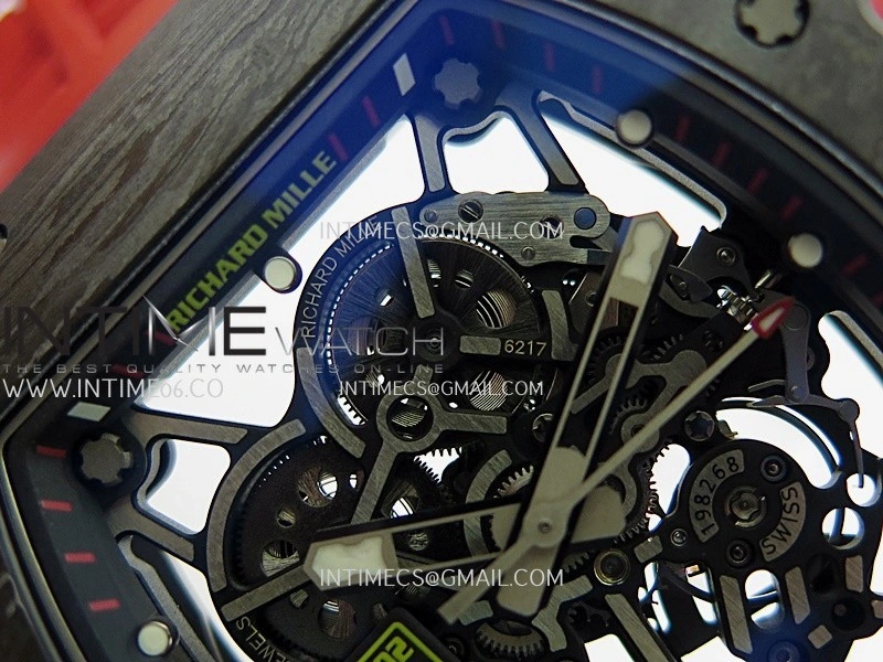 RM035-02 Black NTPT Umi Office 1:1 Best Edition Skeleton Dial On Red Rubber Strap RMAL1 Super Clone V2