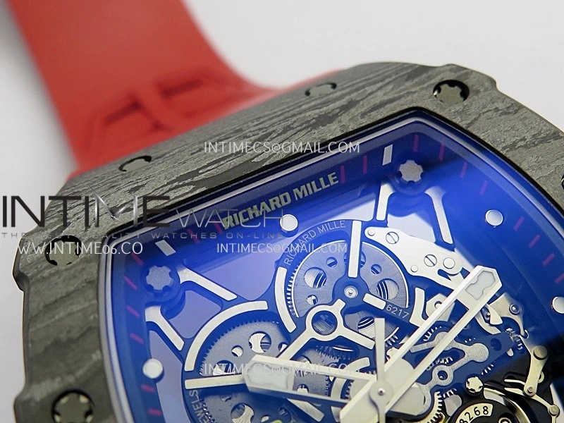 RM035-02 Black NTPT Umi Office 1:1 Best Edition Skeleton Dial On Red Rubber Strap RMAL1 Super Clone V2