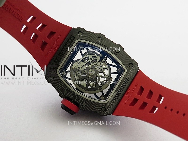 RM035-02 Black NTPT Umi Office 1:1 Best Edition Skeleton Dial On Red Rubber Strap RMAL1 Super Clone V2
