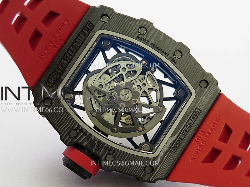 RM035-02 Black NTPT Umi Office 1:1 Best Edition Skeleton Dial On Red Rubber Strap RMAL1 Super Clone V2