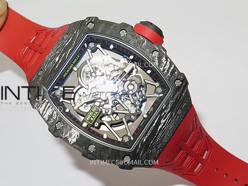 RM035-02 Black NTPT Umi Office 1:1 Best Edition Skeleton Dial On Red Rubber Strap RMAL1 Super Clone V2