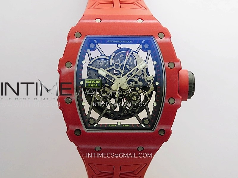 RM035-02 Red NTPT Umi Office 1:1 Best Edition Skeleton Dial On Red Rubber Strap RMAL1 Super Clone V2