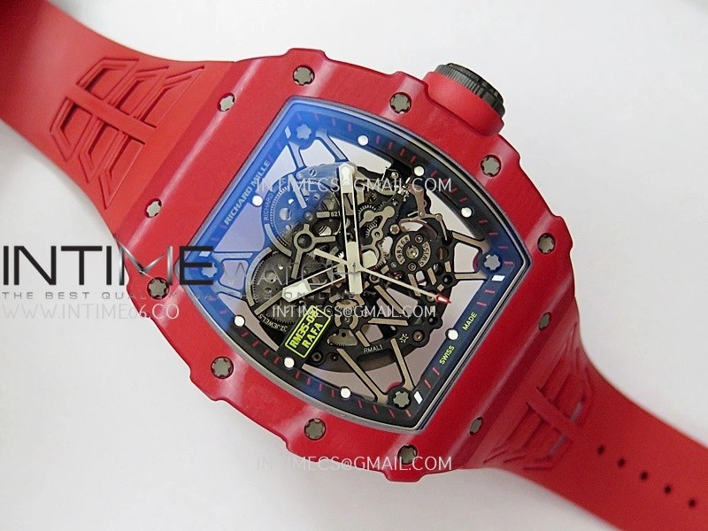 RM035-02 Red NTPT Umi Office 1:1 Best Edition Skeleton Dial On Red Rubber Strap RMAL1 Super Clone V2