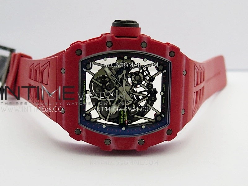 RM035-02 Red NTPT Umi Office 1:1 Best Edition Skeleton Dial On Red Rubber Strap RMAL1 Super Clone V2