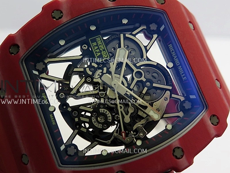 RM035-02 Red NTPT Umi Office 1:1 Best Edition Skeleton Dial On Red Rubber Strap RMAL1 Super Clone V2