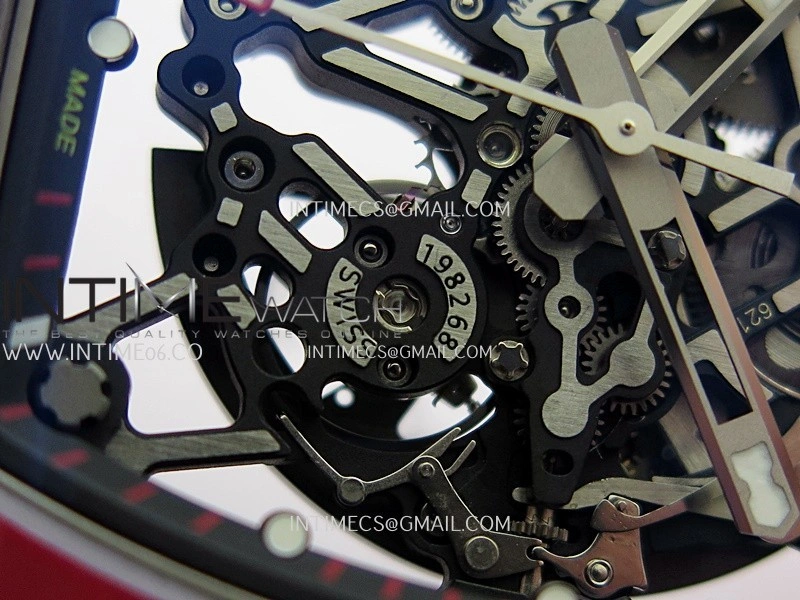 RM035-02 Red NTPT Umi Office 1:1 Best Edition Skeleton Dial On Red Rubber Strap RMAL1 Super Clone V2