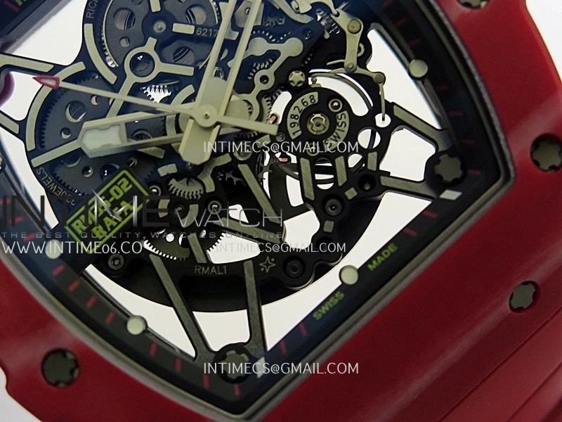RM035-02 Red NTPT Umi Office 1:1 Best Edition Skeleton Dial On Red Rubber Strap RMAL1 Super Clone V2