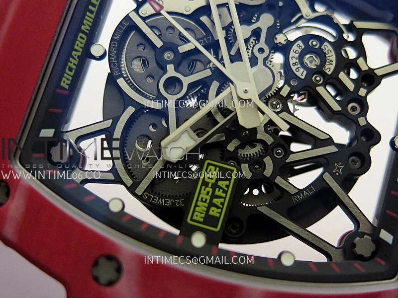 RM035-02 Red NTPT Umi Office 1:1 Best Edition Skeleton Dial On Red Rubber Strap RMAL1 Super Clone V2