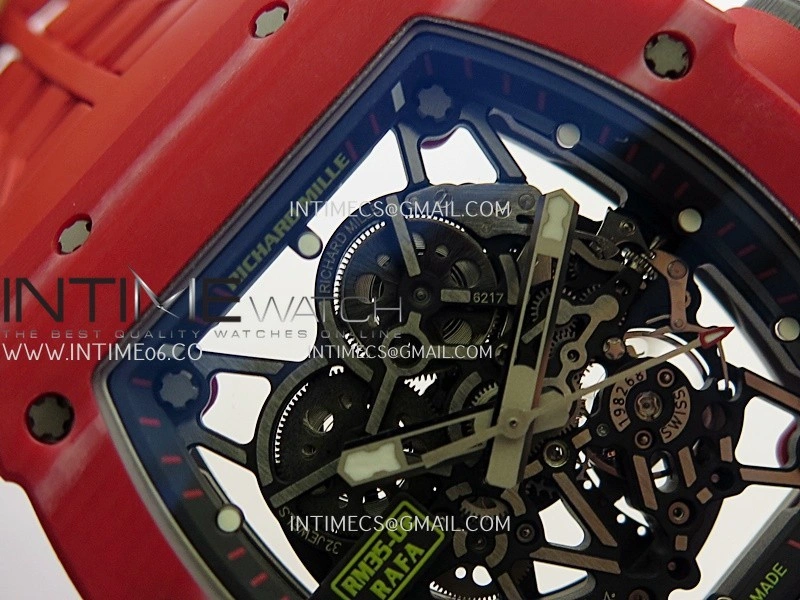 RM035-02 Red NTPT Umi Office 1:1 Best Edition Skeleton Dial On Red Rubber Strap RMAL1 Super Clone V2