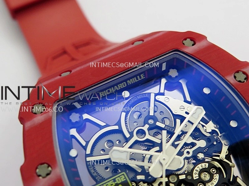 RM035-02 Red NTPT Umi Office 1:1 Best Edition Skeleton Dial On Red Rubber Strap RMAL1 Super Clone V2