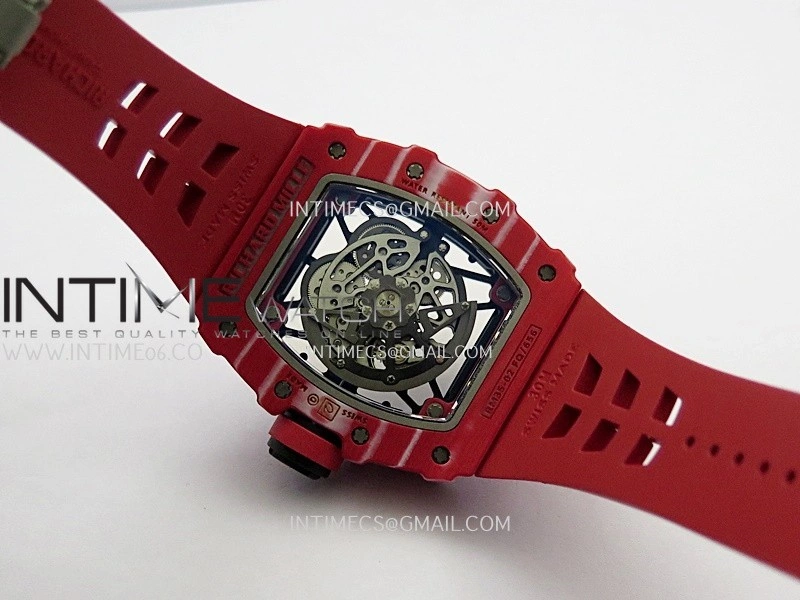 RM035-02 Red NTPT Umi Office 1:1 Best Edition Skeleton Dial On Red Rubber Strap RMAL1 Super Clone V2