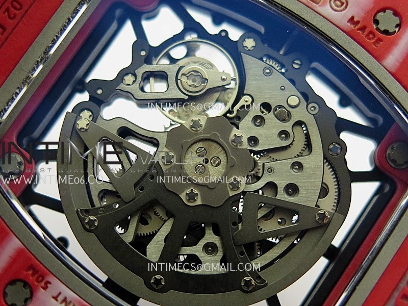 RM035-02 Red NTPT Umi Office 1:1 Best Edition Skeleton Dial On Red Rubber Strap RMAL1 Super Clone V2
