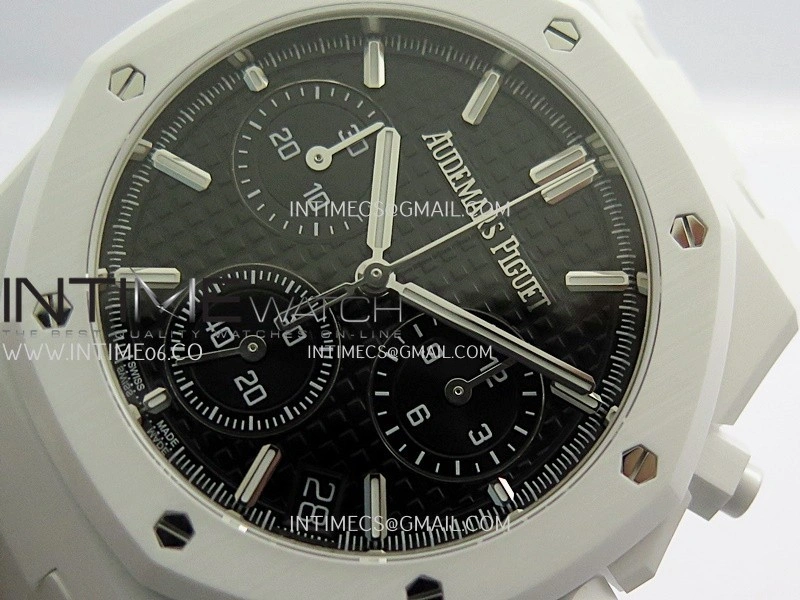 Royal Oak Chrono 26240 White Ceramic APSF 1:1 Best Edition Black Dial On White Ceramic Bracelet SA4401 Super Clone