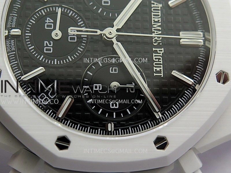 Royal Oak Chrono 26240 White Ceramic APSF 1:1 Best Edition Black Dial On White Ceramic Bracelet SA4401 Super Clone