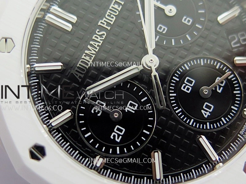 Royal Oak Chrono 26240 White Ceramic APSF 1:1 Best Edition Black Dial On White Ceramic Bracelet SA4401 Super Clone