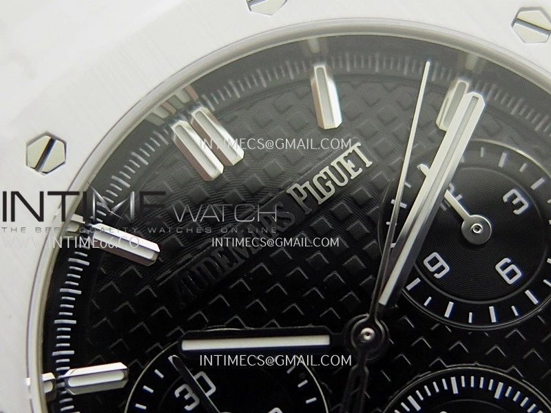 Royal Oak Chrono 26240 White Ceramic APSF 1:1 Best Edition Black Dial On White Ceramic Bracelet SA4401 Super Clone
