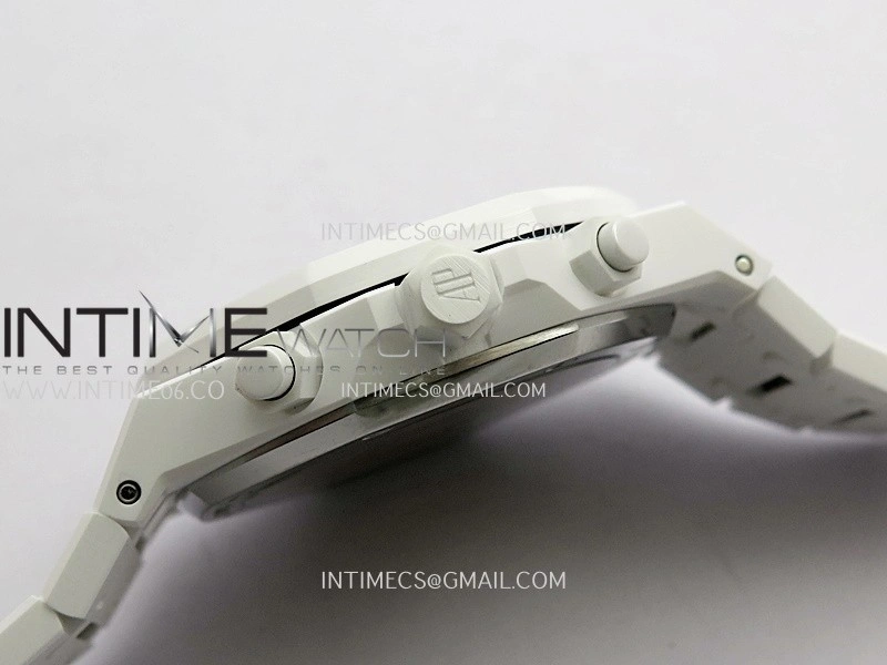 Royal Oak Chrono 26240 White Ceramic APSF 1:1 Best Edition Black Dial On White Ceramic Bracelet SA4401 Super Clone