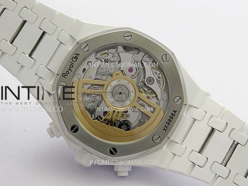 Royal Oak Chrono 26240 White Ceramic APSF 1:1 Best Edition Black Dial On White Ceramic Bracelet SA4401 Super Clone