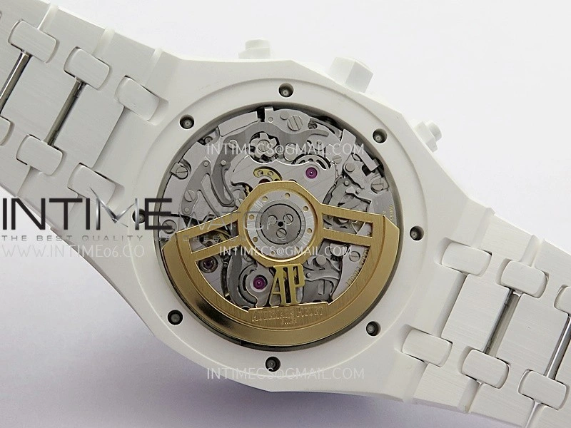 Royal Oak Chrono 26240 White Ceramic APSF 1:1 Best Edition Black Dial On White Ceramic Bracelet SA4401 Super Clone