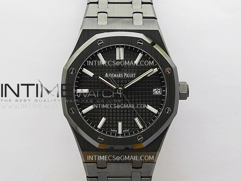 Royal Oak 15500 Black Ceramic APSF 1:1 Best Edition Black Dial on Black Ceramic Bracelet SA4302 Super Clone
