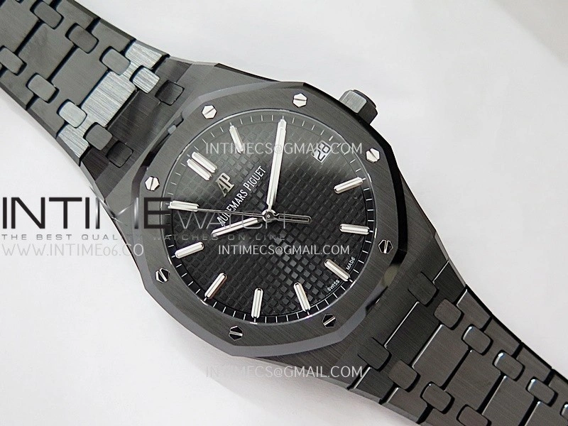 Royal Oak 15500 Black Ceramic APSF 1:1 Best Edition Black Dial on Black Ceramic Bracelet SA4302 Super Clone