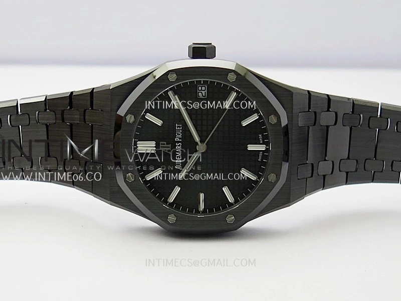 Royal Oak 15500 Black Ceramic APSF 1:1 Best Edition Black Dial on Black Ceramic Bracelet SA4302 Super Clone