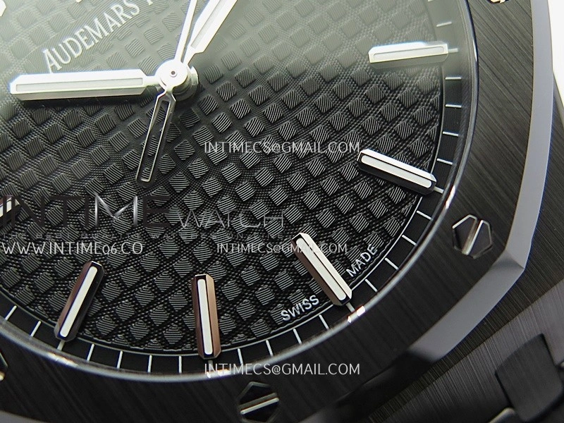 Royal Oak 15500 Black Ceramic APSF 1:1 Best Edition Black Dial on Black Ceramic Bracelet SA4302 Super Clone