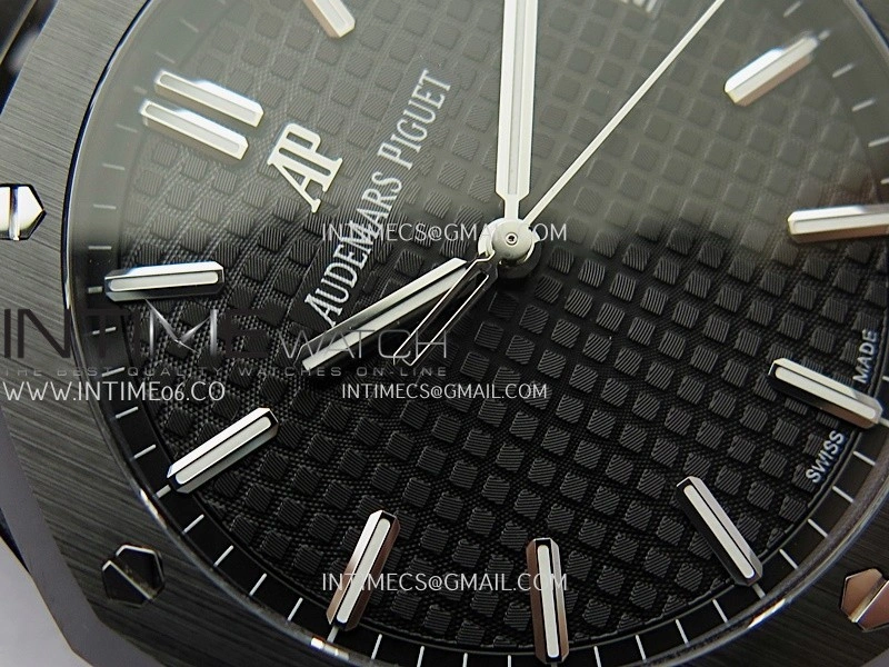 Royal Oak 15500 Black Ceramic APSF 1:1 Best Edition Black Dial on Black Ceramic Bracelet SA4302 Super Clone