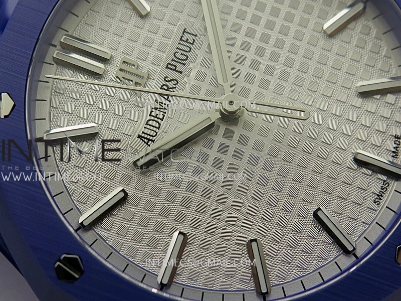 Royal Oak 15500 Blue Ceramic APSF 1:1 Best Edition Silver Dial On Blue Ceramic Bracelet SA4302 Super Clone