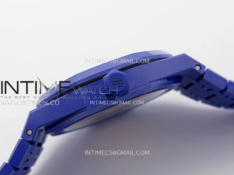 Royal Oak 15500 Blue Ceramic APSF 1:1 Best Edition Silver Dial On Blue Ceramic Bracelet SA4302 Super Clone