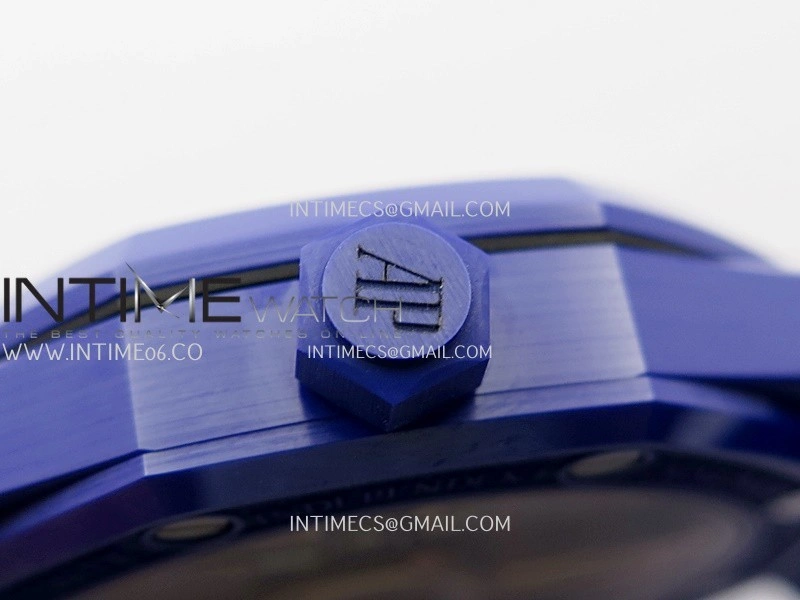 Royal Oak 15500 Blue Ceramic APSF 1:1 Best Edition Silver Dial On Blue Ceramic Bracelet SA4302 Super Clone