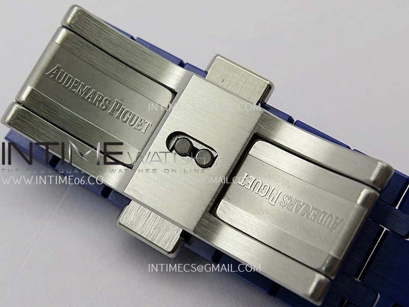 Royal Oak 15500 Blue Ceramic APSF 1:1 Best Edition Silver Dial On Blue Ceramic Bracelet SA4302 Super Clone
