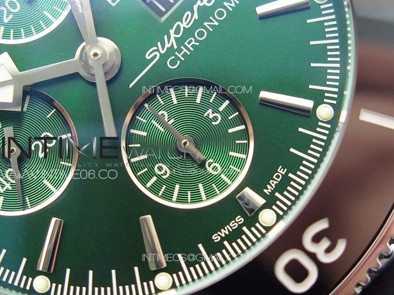 SuperOcean 46mm Black Ceramic Bezel B50 Best Edition Green Dial Green Subdials on Black Rubber Strap A7750