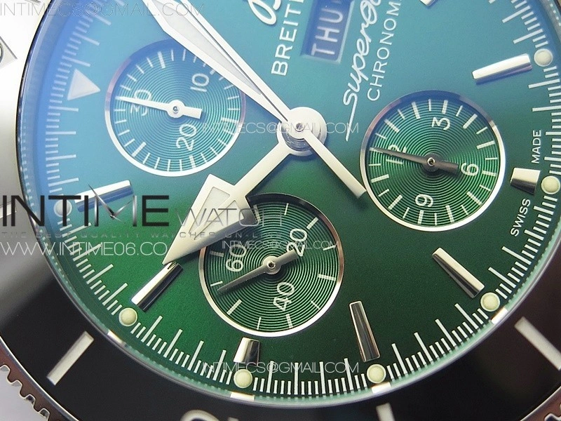 SuperOcean 46mm Black Ceramic Bezel B50 Best Edition Green Dial Green Subdials on Black Rubber Strap A7750