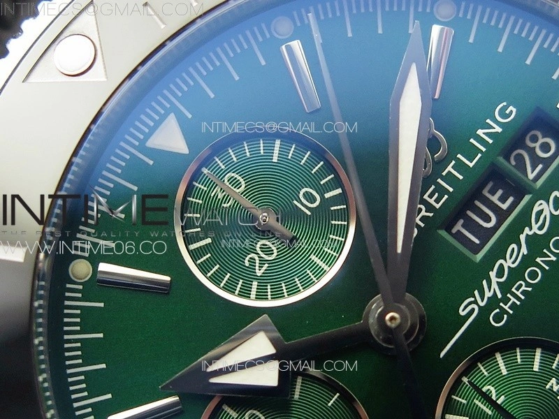 SuperOcean 46mm Black Ceramic Bezel B50 Best Edition Green Dial Green Subdials on Black Rubber Strap A7750