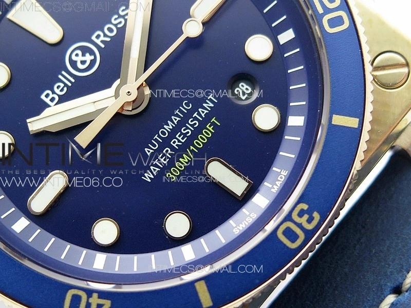 BR 03-92 Diver Ceramic Bezel Bronze B12 1:1 Best Edition Blue Dial on Blue Leather Strap MIYOTA 9015