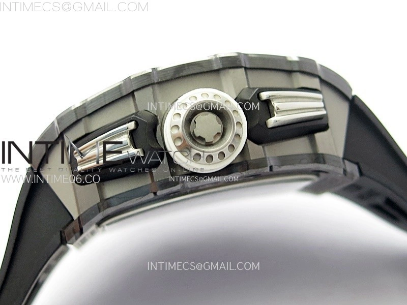 RM011 Titanium Case Black Ceramic Bezel Chronograph KUF Best Edition Skeleton Dial on Black Rubber Strap A7750