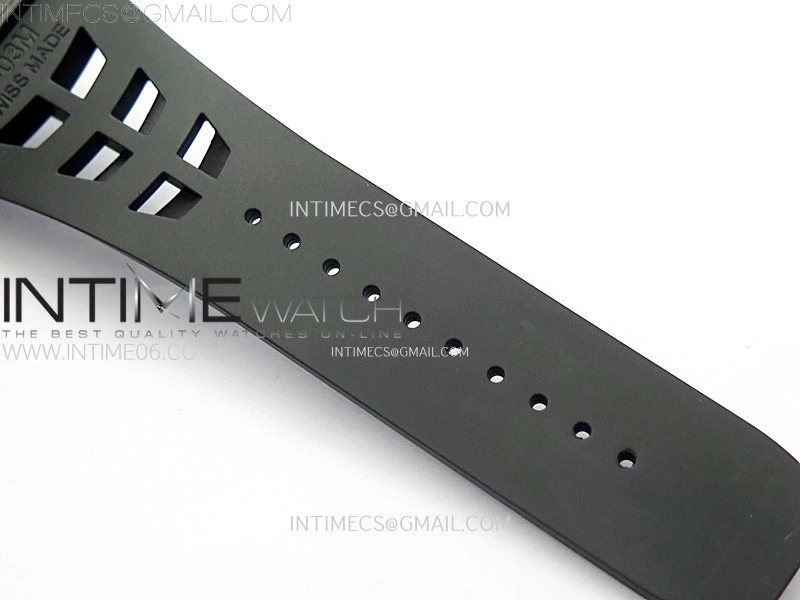 RM011 Titanium Case Black Ceramic Bezel Chronograph KUF Best Edition Skeleton Dial on Black Rubber Strap A7750