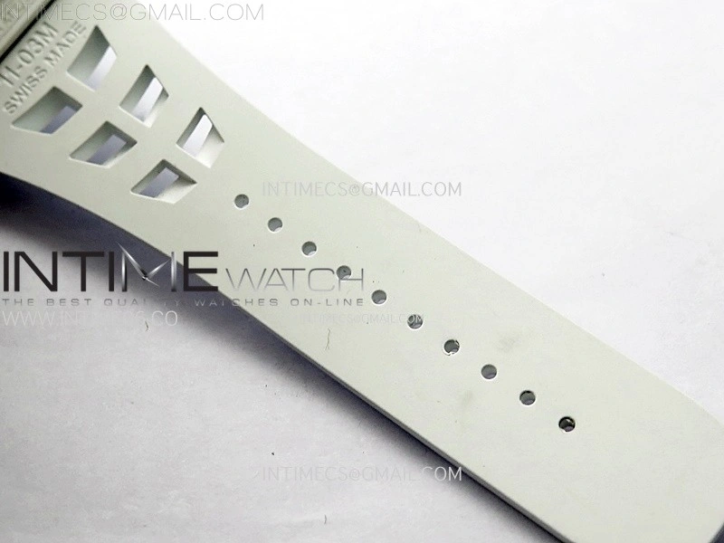 RM011 Titanium Case White Ceramic Bezel Chronograph KUF Best Edition Skeleton Dial on White Rubber Strap A7750