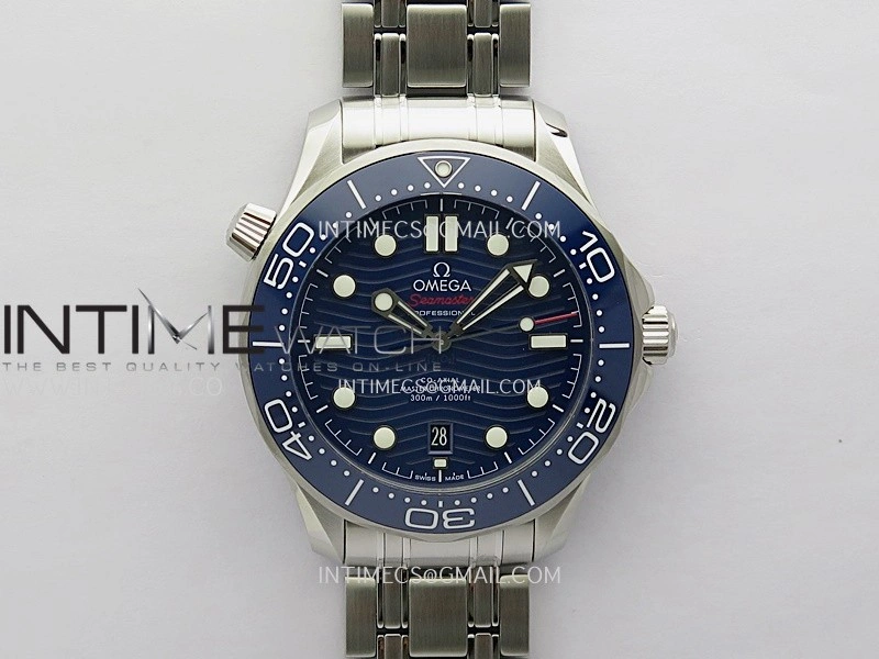 Seamaster Diver 300M Blue Ceramic Bezel V4 VSF 1:1 Best Edition Blue Dial On SS Bracelet Super Clone Asian 8800