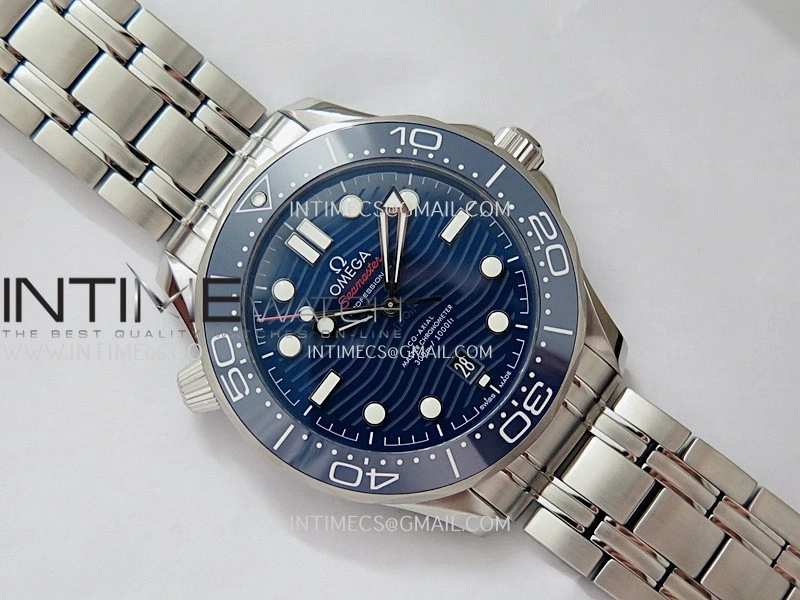 Seamaster Diver 300M Blue Ceramic Bezel V4 VSF 1:1 Best Edition Blue Dial On SS Bracelet Super Clone Asian 8800