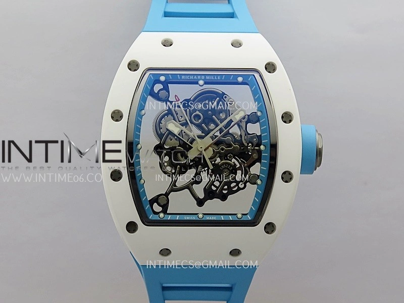 RM055 White Ceramic Blue Inner Bezel APSF 1:1 Best Edition On Blue Rubber Strap RMUL2 Super Clone