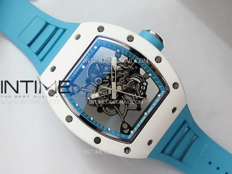 RM055 White Ceramic Blue Inner Bezel APSF 1:1 Best Edition On Blue Rubber Strap RMUL2 Super Clone