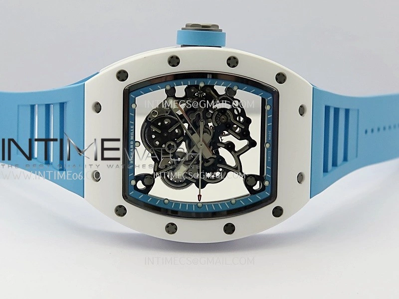 RM055 White Ceramic Blue Inner Bezel APSF 1:1 Best Edition On Blue Rubber Strap RMUL2 Super Clone