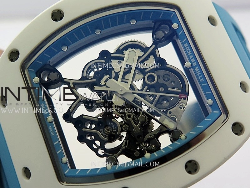 RM055 White Ceramic Blue Inner Bezel APSF 1:1 Best Edition On Blue Rubber Strap RMUL2 Super Clone