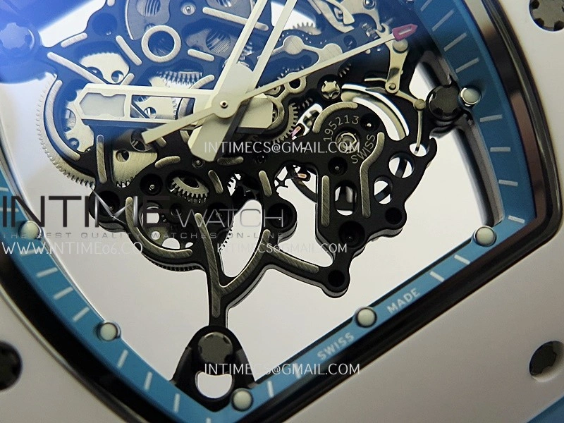 RM055 White Ceramic Blue Inner Bezel APSF 1:1 Best Edition On Blue Rubber Strap RMUL2 Super Clone