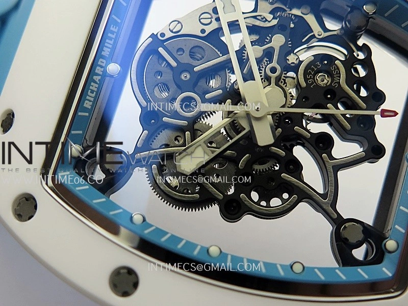 RM055 White Ceramic Blue Inner Bezel APSF 1:1 Best Edition On Blue Rubber Strap RMUL2 Super Clone
